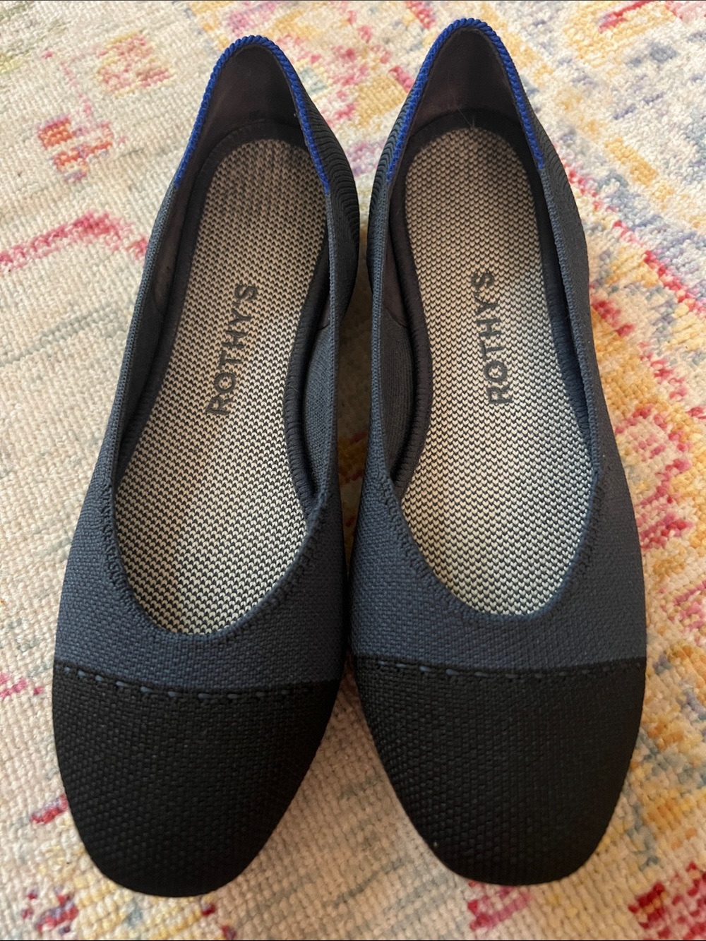 Rothy's Black and Charcoal Knit Ballet Flats